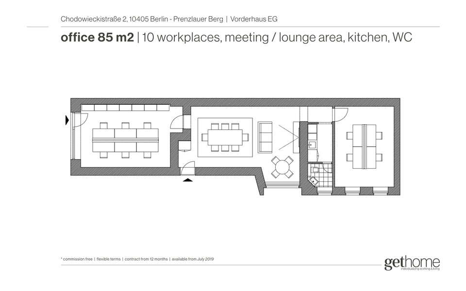 Quiet and efficient office for Team of 18 people in trendy Winskiez