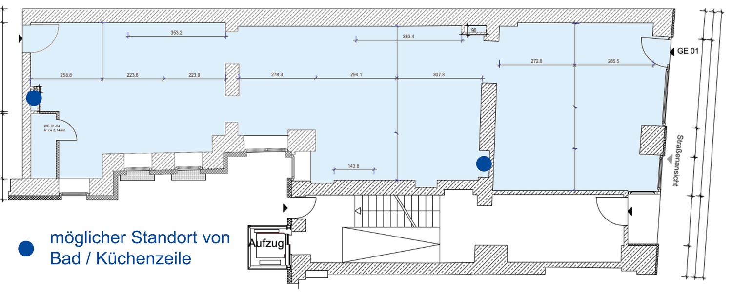 Office or showroom with street access - old building, refurbished from the ground up! 117 sqm, close to Ostbahnhof / U5 Weberwiese