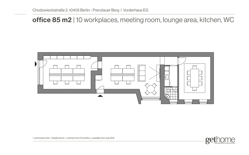 Quiet and efficient office for Team of 18 people in trendy Winskiez