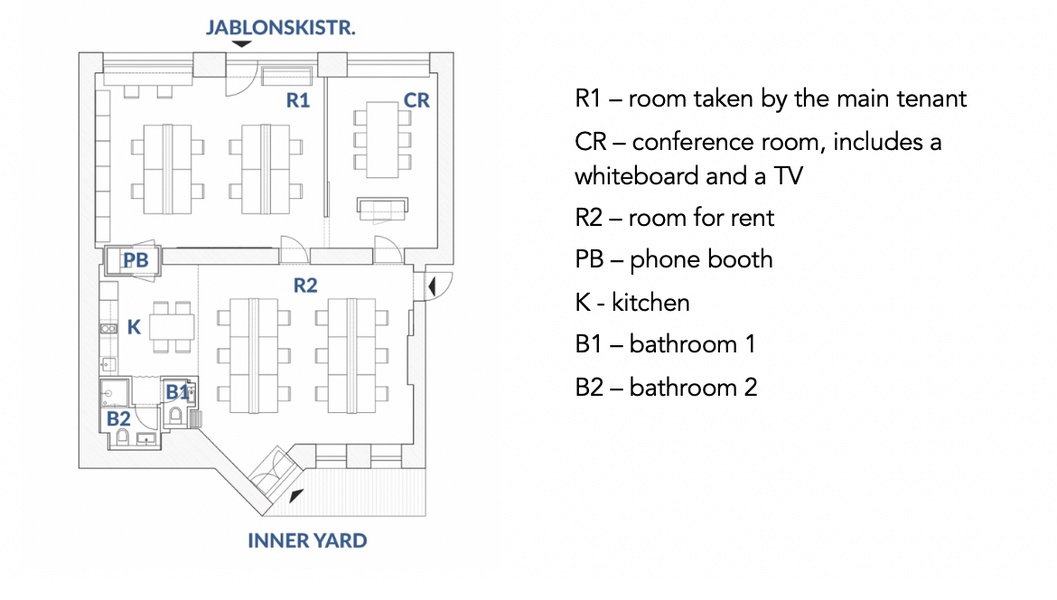 New & modern office in Prenzlauer Berg: one room (12 desks) or separate desks to rent