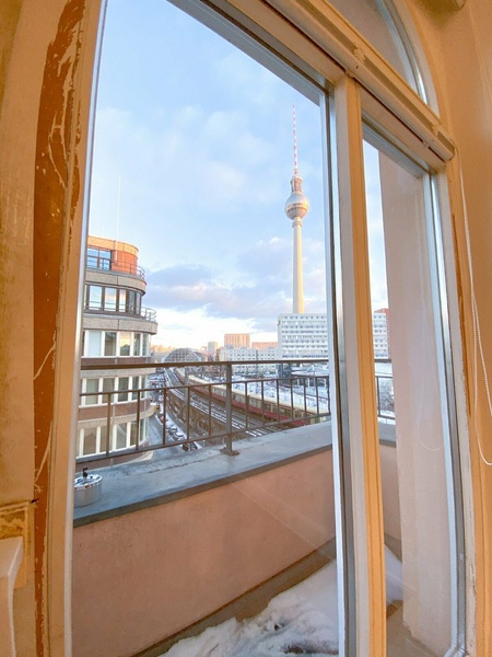 Office at Hackescher Markt with 2 balconies & view of TV tower