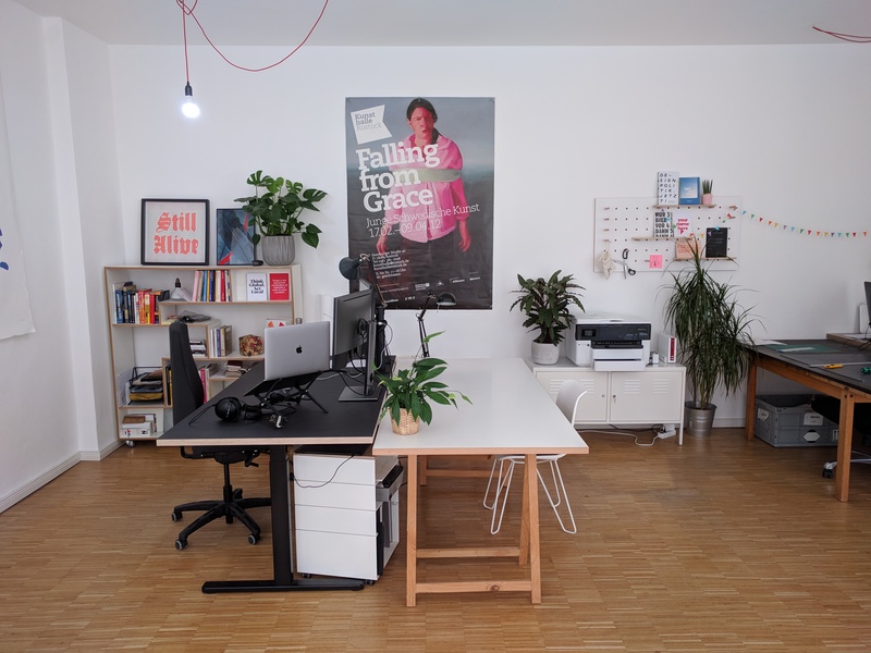 Large desk in a creative studio in Wedding