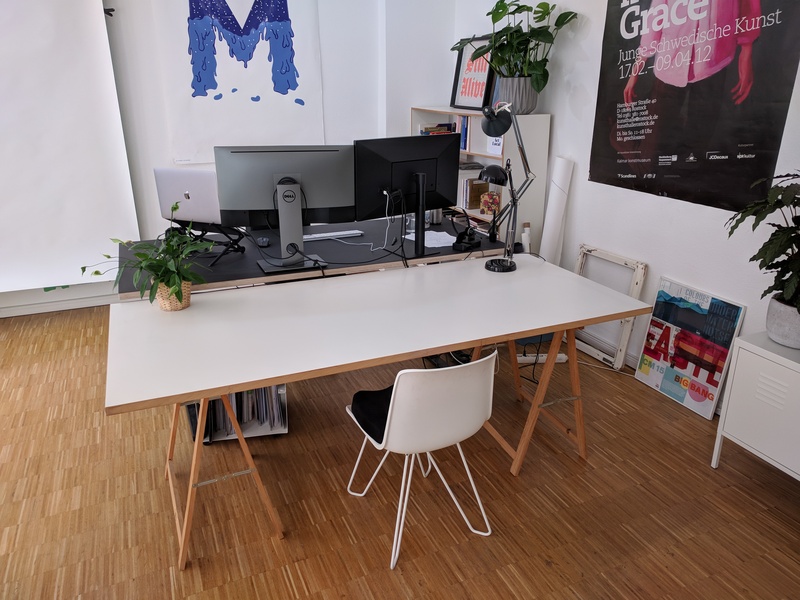 Large desk in a creative studio in Wedding