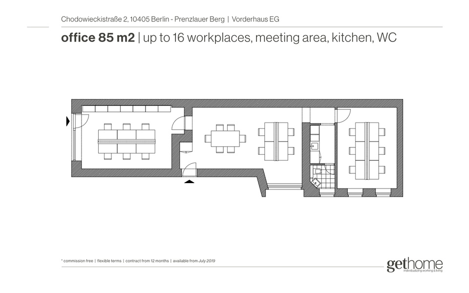 Quiet and efficient office for Team of 18 people in trendy Winskiez